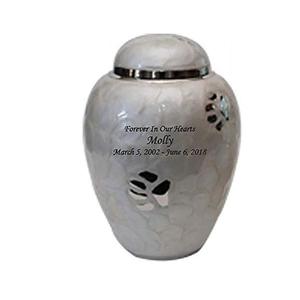 Urnas de cremación de esmalte blanco con forma de cúpula para cenizas de mascotas, estampado de pata plateada por urna, recuerdo, cenizas, artesanías, urnas pequeñas, lo último - Product Image 4