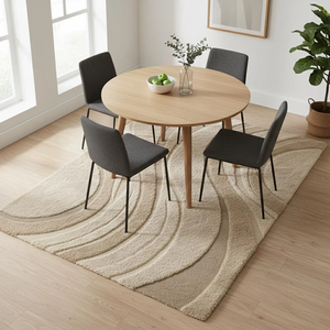 Modern Sculpted Wave Plush Area Rug Neutral <b>Beige</b> Carpet for Living Room Bedroom Dining Room Contemporary Scandinavian Teppich - Product Image 3