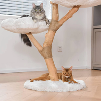 Arbre à chat en bois écologique, tour à chat multi-niveaux avec grattoir en corde et lit, exporté du Vietnam