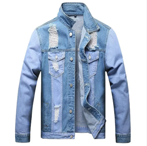 Chaqueta vaquera de diseño personalizado para hombre, chaqueta vaquera con botones rasgados en la parte delantera - Product Image 6