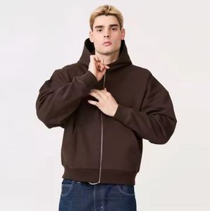 Sudadera con capucha de gran tamaño de 100% algodón con cremallera completa cálida y duradera para capas de temporada de invierno y ropa informal - Product Image 2