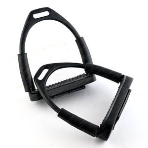 Étriers de sécurité professionnels Flexibilité Double articulation Support de pied en acier inoxydable Équipement de cheval Anti-dérapant Équitation Caoutchouc noir - Product Image 1