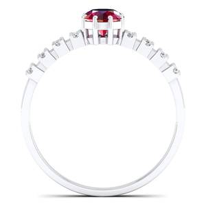 Anillo de Piedra Preciosa de Rubí de Corte Brillante Redondo de Diseño Original REYES de 0.5 Quilates en Plata de Ley 925, Anillos de Compromiso de Moissanita - Product Image 4