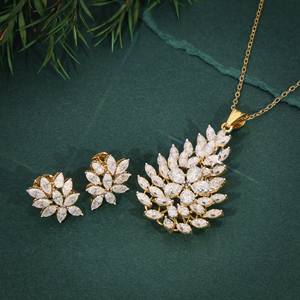 Ensemble de pendentifs floraux en or 18Kt 8.65 ct diamant naturel marquise taille poire bijoux de créateur pour mariage fiançailles fête d'anniversaire - Product Image 2