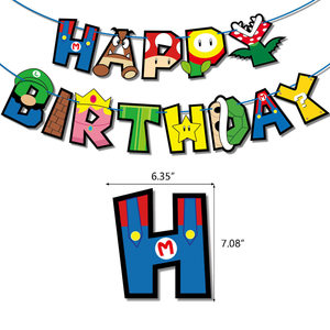 Mario Theme Party Decoration Set with Banner Cake <b>Toppers</b> Balloons for Game <b>Birthday</b> Party - Product Image 5