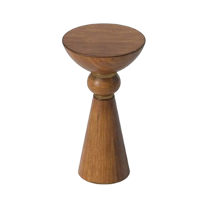 Table d'appoint moderne de luxe en bois de noyer massif avec accent de collier en laiton, table ronde tournée à la main pour le salon, décoration de la maison - Product Image 2
