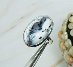Bague de haute qualité en opale dendrite ovale grande taille, sertie clos, pierre précieuse naturelle, argent sterling 925, faite à la main, cadeau pour lui ou pour elle - Product Image 2