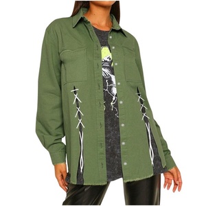 <b>Long</b> <b>Winter</b> 100% Cotton Denim <b>Jacket</b> with V-neck Zipper Closure and Chest Pockets-Unisex - Product Image 4
