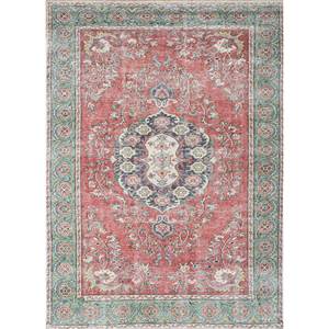 Tapis en laine noué à la main de grande taille, motif médaillon rouge et orange, pour salon, couloir rectangulaire - Pae-2142 - Product Image 1