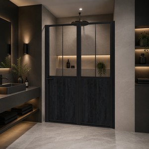 <span class=keywords><strong>Mampara</strong></span> de <span class=keywords><strong>Ducha</strong></span> de Dos Paneles con Marco de Aluminio y Vidrio Transparente de 5 mm, Separador de Baño con Puerta <span class=keywords><strong>Abatible</strong></span> - Product Image 1