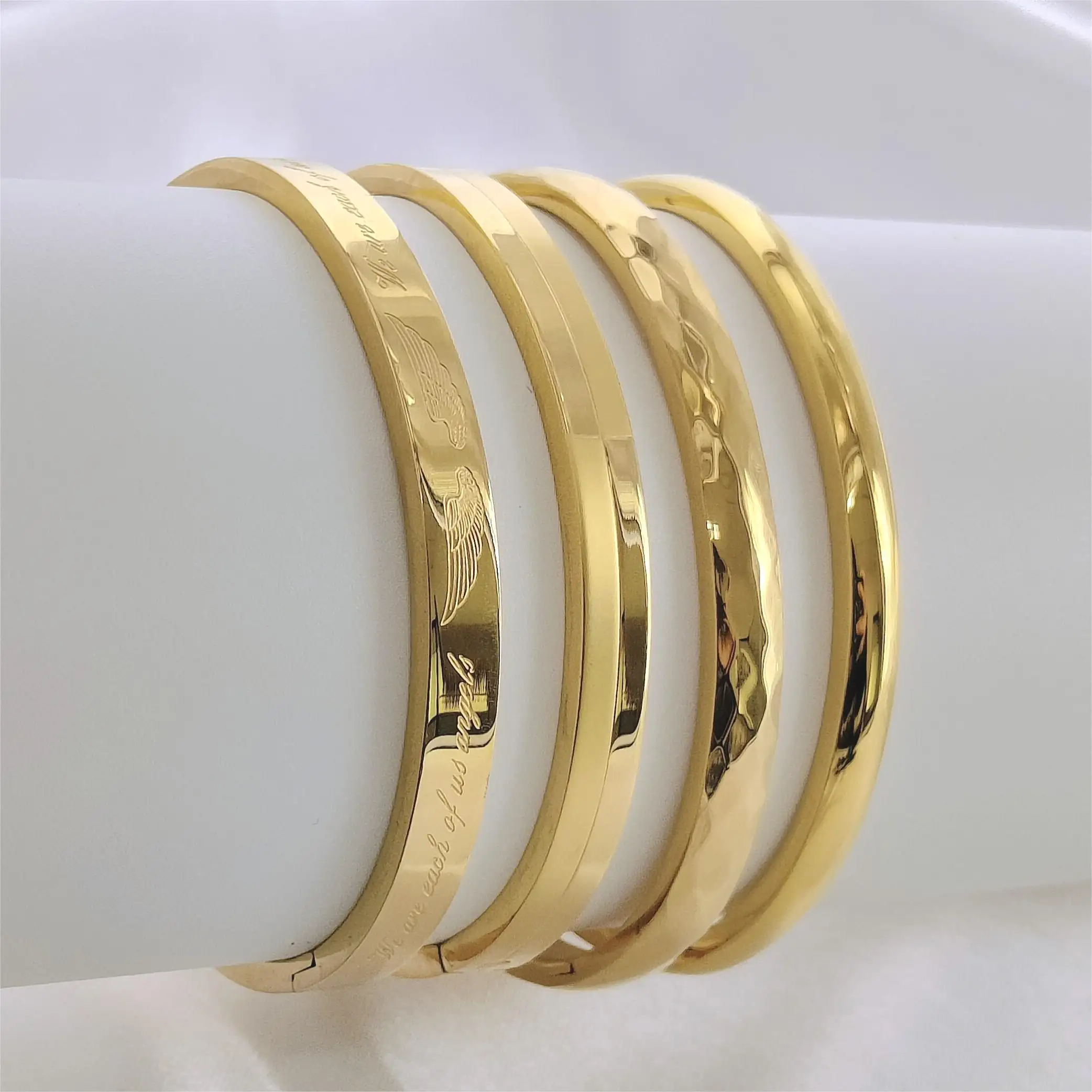 FANJIN gelang perhiasan mode emas 18k, Gelang bangle minimalis sudut berlapis emas 18k, gelang perhiasan mode tebal warna mawar