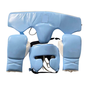 Top Selling Leather Boxing Set <b>Training</b> Gloves <b>Head</b> Guard Groin Protector Professional Sparring Fitness Boxing Kits Martial Arts - Product Image 1