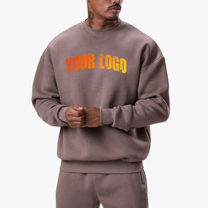 Sweat-shirt à col rond en molleton épais de coton français, coupe oversize, épaules tombantes, poche, impression personnalisée - Product Image 4