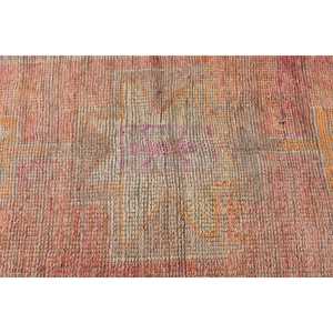 Alfombra de 3x11.6 pies, Alfombra Turca Herki, Alfombra Vintage de Lana Naranja con Diseño de Camuflaje - Product Image 5