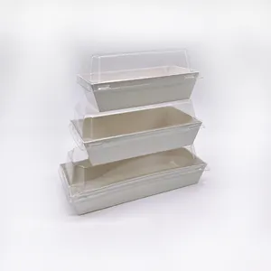 MEMEDA 도매 과일 샐러드 흰색 직사각형 테이크 아웃 상자 크래프트 종이 도시락 샐러드 포장 상자 투명 뚜껑