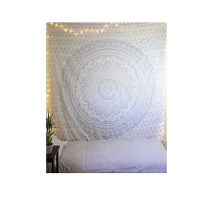 Tapiz colgante de pared estilo Hippie, tapiz bohemio con Mandala, Hippie, decoración de pared de plata, indio, Ombre, bohemio, para dormitorio