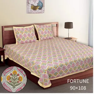 Conjunto de lençol de cama feito sob encomenda, conjuntos de lençol de algodão impresso com travesseiros combinando em tamanho 90x108 polegadas ideal para lojas de casa