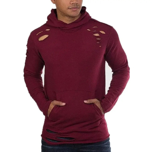 Vente chaude hiver en détresse à capuche pour hommes 100% coton matériel Streetwear Style respirant séchage rapide tissu éponge personnalisé - Product Image 2