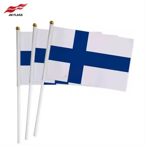 <span class=keywords><strong>Drapeau</strong></span> national finlandais de haute qualité en polyester 14*21, blanc avec <span class=keywords><strong>croix</strong></span> bleue, pour décoration extérieure - Product Image 1