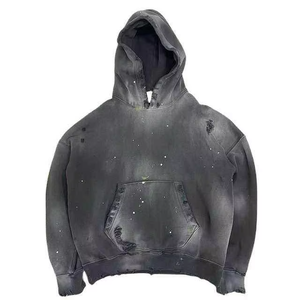 Meilleure vente Sweat à capuche en polaire pour homme de haute qualité, design délavé à l'acide, respirant, confortable, brodé, uni, teint, OEM - Product Image 1