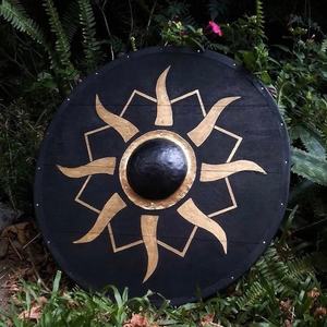 Escudo Vikingo JEXMOO Hecho a Mano de 24 Pulgadas, de Madera y Acero con Alto Contenido de Carbono, Diseño de Copa Central, con Soporte Compatible y Personalizable - Product Image 2