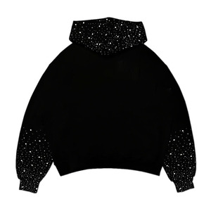Sweat-shirt à capuche tendance pour homme avec strass, style streetwear, fermeture éclair, manches oversize, strass, sweat-shirt tendance OEM - Product Image 2