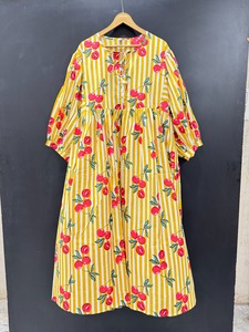 เดรสผ้าคอตตอนพิมพ์ลายดอกไม้ชุดมิดิแต่งพู่แบบลำลองมีรอบเอวธรรมชาติระบายอากาศถือง่ายสำหรับวันหยุดพักผ่อนชายหาดอินเดีย - Product Image 2