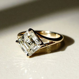 แหวนหมั้นเพชรเม็ดเดี่ยวสีทองสีเหลืองเข้ม10K สำหรับผู้หญิง3.5สำหรับนักลอบสังหารตัดเพชรโมอิสซาไนต์ - Product Image 2