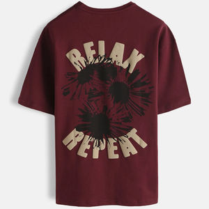 T-shirts en coton respirant de haute qualité 100% Impression en relief T-shirt pour hommes Logo personnalisé Motif uni Impression en relief T-shirts - Product Image 1