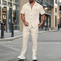 2025 deux pièces ensembles hommes tenue écologique 100% coton été chaud tricoté survêtement pulls pull décontracté large pantalon costumes