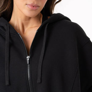 Nueva llegada sudaderas con capucha de gran tamaño para mujer Drop Shoulder Heavyweight 100% 320Gsm algodón polar manga larga serigrafía letras insignia - Product Image 4