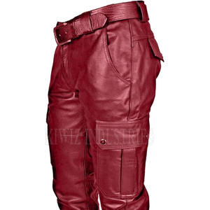 Pantalones Cargo de cuero informales ligeros para hombres, pantalones Cargo de cuero para hombres, ropa de calle, pantalones Cargo de cuero - Product Image 5