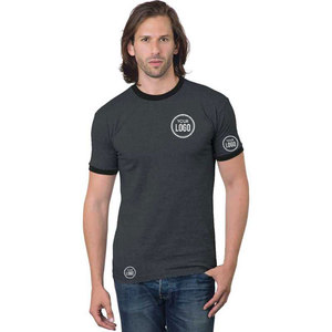 Camiseta Ringer de algodón 100% con logotipo personalizado al por mayor, camiseta ultrasuave y ligera con cuello redondo, serigrafía para marca promocional - Product Image 1