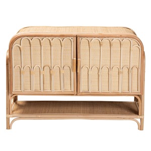 Mueble de Almacenamiento Tradicional para Sala de Estar de Ratán Natural con 2 Puertas y 5 Estantes, Ecológico, No Requiere Ensamblaje - Product Image 2