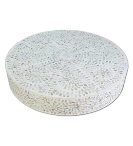 Table basse nacrée Mélange parfait d'art et de fonction Table basse MOP fabriquée à la main - Product Image 1