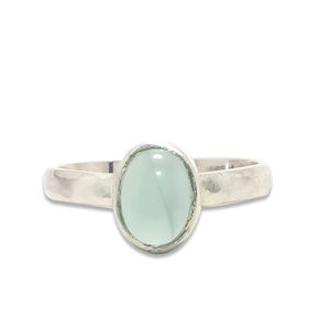 แหวนพลอยคาลซิโดนีธรรมชาติทำจากเงินสเตอลิง925ปรับแต่งได้เครื่องประดับวินเทจสไตล์มินิมอล - Product Image 1