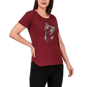 เสื้อยืดผ้าฝ้ายพิมพ์ลายโลโก้,เสื้อยืดผู้หญิงแบบเรียบๆ - Product Image 6