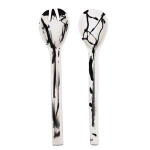 Ensemble de 2 couverts à salade en bois trempé noir faits à la main outils de cuisine uniques KETCHENWAR - Product Image 3