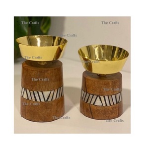 Bol à fruits secs en acier et bois avec incrustations de nacre, taille personnalisée, forme ronde, pour servir les noix - Product Image 1