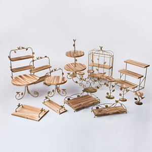 Venta al por mayor de metal dorado y soporte de madera para tartas para bodas, fiestas, cumpleaños, eventos a bajo precio - Product Image 5