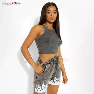 Pantalones cortos ligeros para mujer con lavado ácido con tela elástica para usar durante todo el día Pantalones cortos suaves para mujer con lavado ácido - Product Image 4