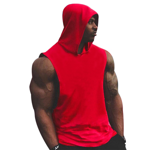 Vente en gros de débardeur à capuche pour hommes sans manches chemise musculaire à séchage rapide gilet d'entraînement OEM logo personnalisé - Product Image 1