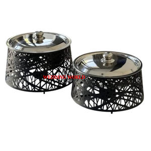 Serveur de nourriture en acier inoxydable Casserole artisanale au design traditionnel Pot en métal arabe de luxe poli miroir - Product Image 4