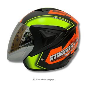 Casco de Motocicleta JP13 Monsta Nuevo de Alta Calidad, Amarillo Naranja Mate |   Casco Ligero Aerodinámico de Media Cabeza con Visera Única, Certificado SNI, ABS - Product Image 5