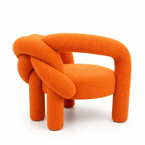 Fauteuil <span class=keywords><strong>de</strong></span> bar et <span class=keywords><strong>de</strong></span> salon contemporain haut <span class=keywords><strong>de</strong></span> gamme en bouclette, tressé à la main, durable, écologique, design minimaliste pour la maison et les mariages - Product Image 1