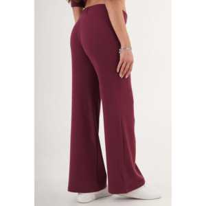 Pantalons doux bordeaux pour femmes en gros avec taille élastique - Product Image 1