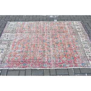 Tapis turc vintage, tapis de sol de 6,7 x 4,2 pieds, tapis persan rouge - Product Image 1