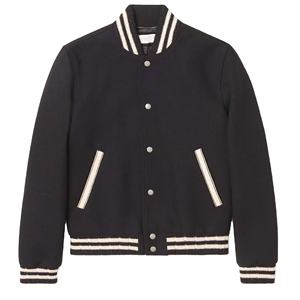 OEM venta al por mayor de alta calidad de los hombres Letterman y baloncesto Bomber chaqueta negra de diseño de logotipo personalizado en blanco de béisbol Varsity chaqueta - Product Image 1