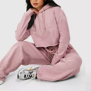 ชุดวอร์มครอปแฟชั่นสำหรับผู้หญิง สไตล์ลำลอง ชุดวอร์มครอปซิปสำหรับผู้หญิง - Product Image 3