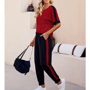 Chándal elegante de verano para mujer para deporte y trajes casuales Conjunto de chándal de verano para mujer con cintura elástica y ligero - Product Image 5